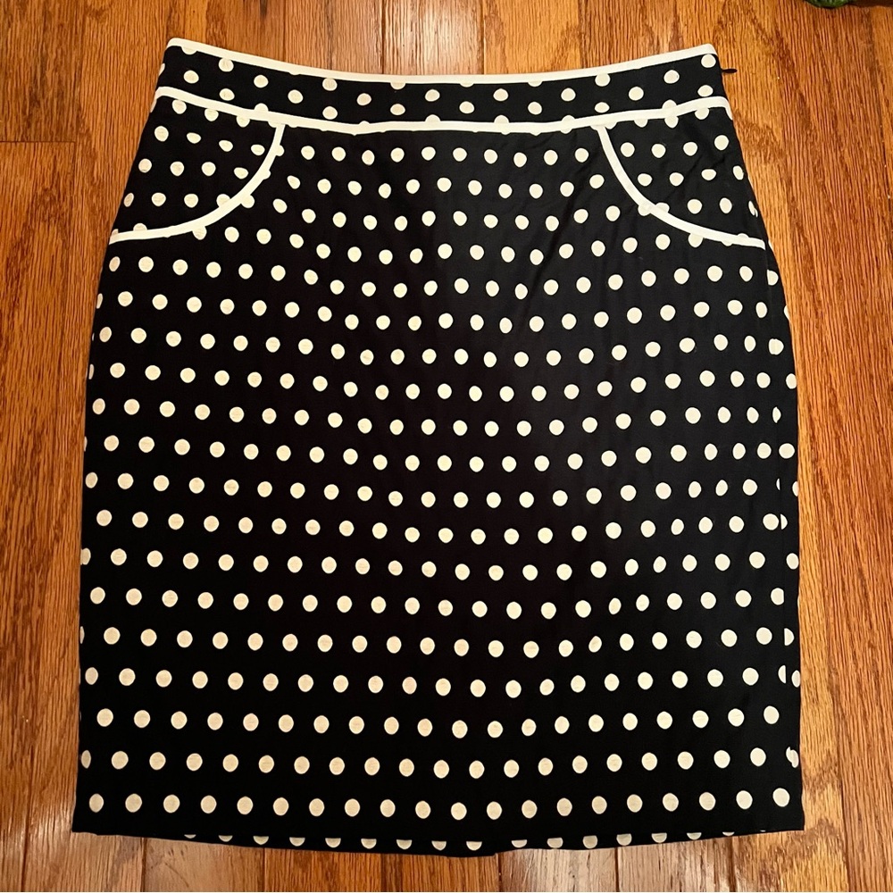The Limited Navy and White Polka Dot Pencil Skirt 10